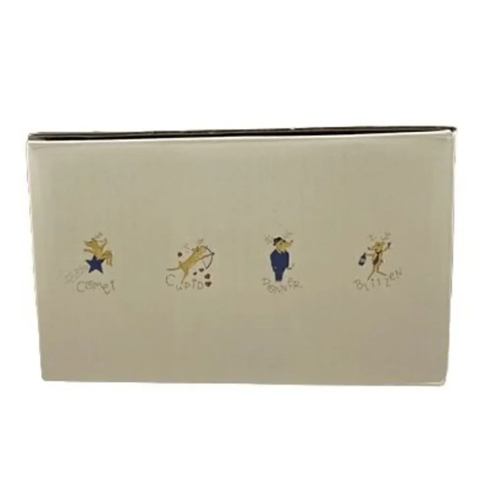 Pottery Barn Reindeer Set of 4 Mugs Cupid, Comet, Donner, and Blitzen Christmas